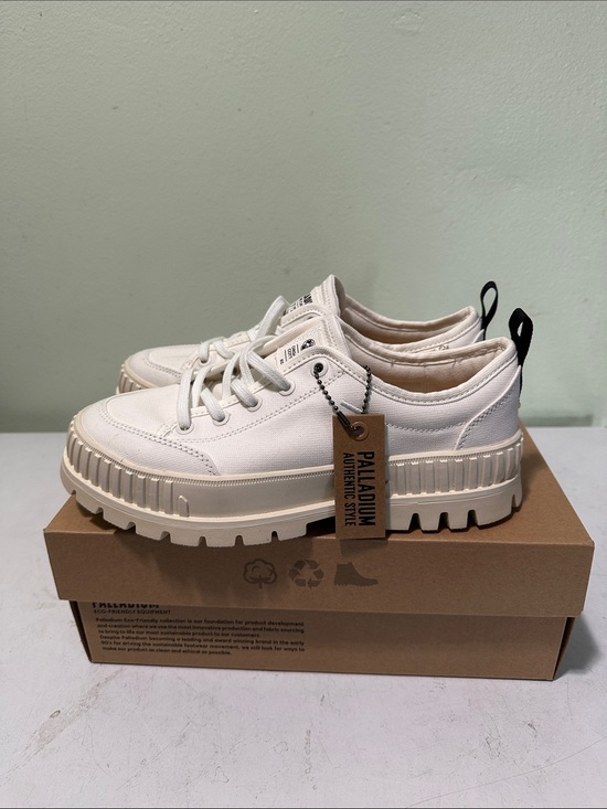 Palladium Shoes - Palladium Off-White Canvas Platform Lace-Ups